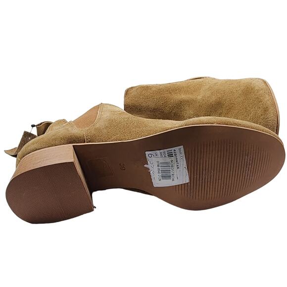 NEW Topshop Womens Barley Tan Suede Heeled Ankle Booties sz 39 (8.5 US) Chelsea - Picture 7 of 8